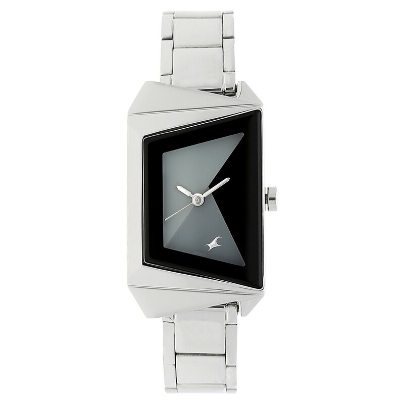 Fastrack Quartz Analog Grey Dial Stainless Steel Strap Watch for Girls