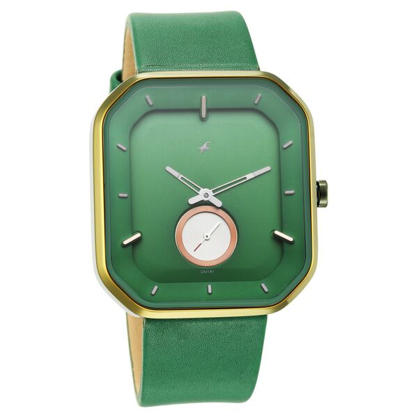 Fastrack After Dark Quartz Analog Green Dial Leather Strap Watch for Guys - image number 1