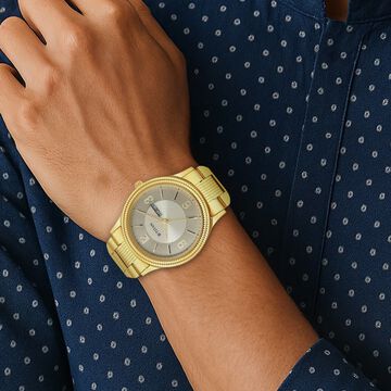 Titan Quartz Analog Champagne Dial Stainless Steel Strap Watch for Men