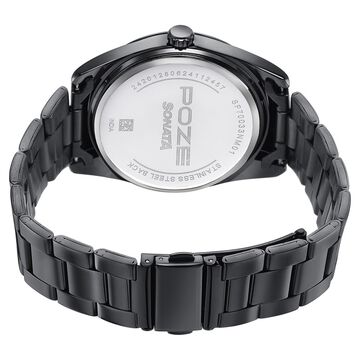 Sonata Poze Quartz Analog Black Dial Black Metal Strap Watch For Men