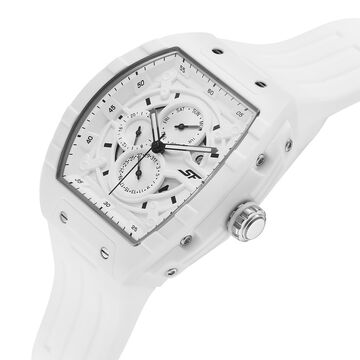 SF Maiden Voyage Sport Watch - White dial & Strap -Tonneau Shaped Case with Multifunction movement