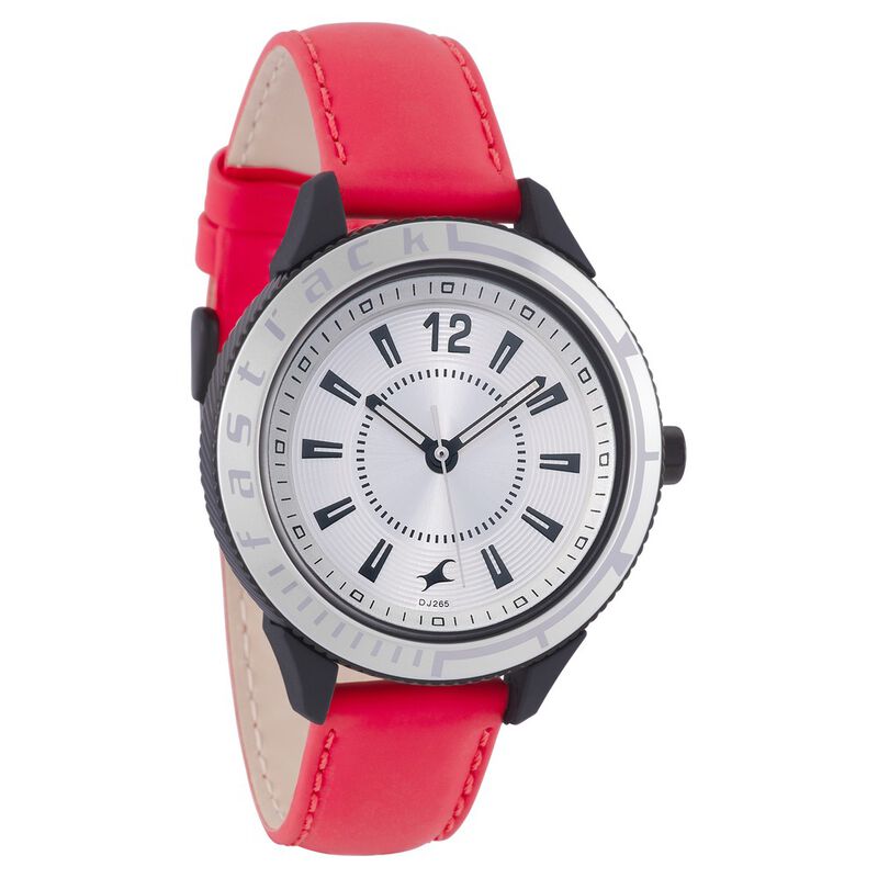 Fastrack Modular Quartz Analog Silver Dial Leather Strap Watch for Girls