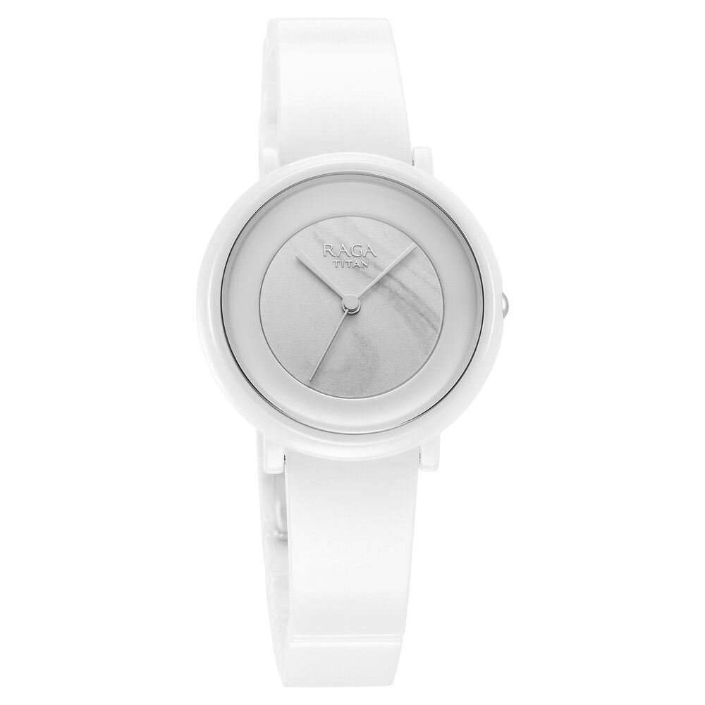 Buy Online Titan Raga Ceramics White Dial Analog Ceramic Strap