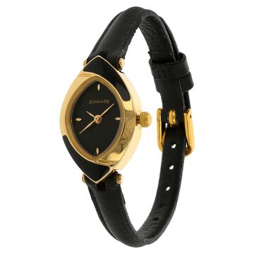 Sonata Quartz Analog Black Dial Leather Strap Watch for Women