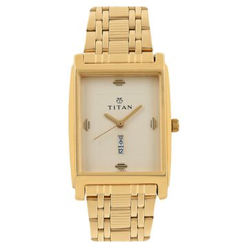 Titan Royale Champagne Dial Analog with Date Metal Strap watch for Men