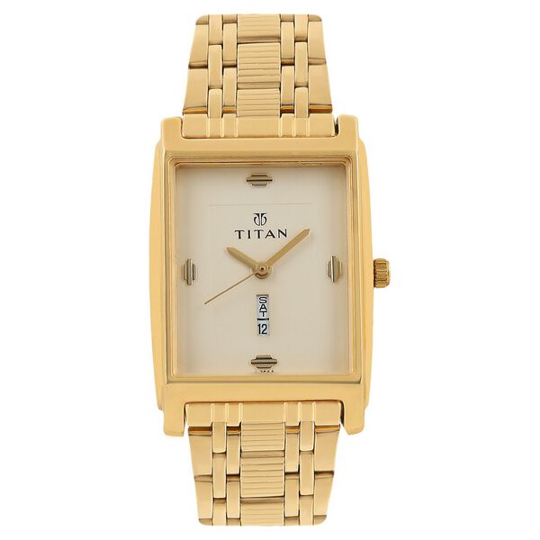 Titan Royale Champagne Dial Analog with Date Metal Strap watch for Men - image number 0