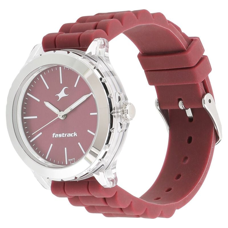 Fastrack Trendies Quartz Analog Maroon Dial Silicone Strap Watch for Girls - image number 1