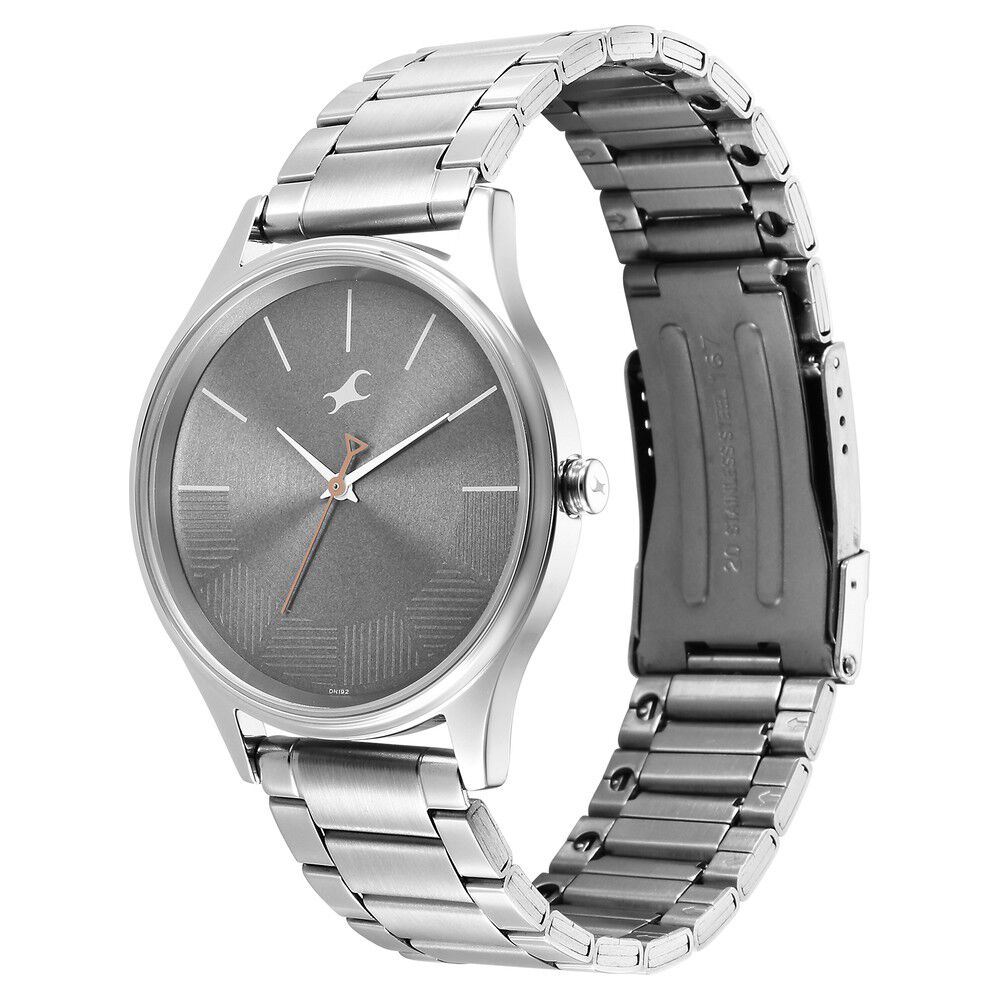 Buy Online Fastrack Stunners Quartz Analog Grey Dial Metal Strap