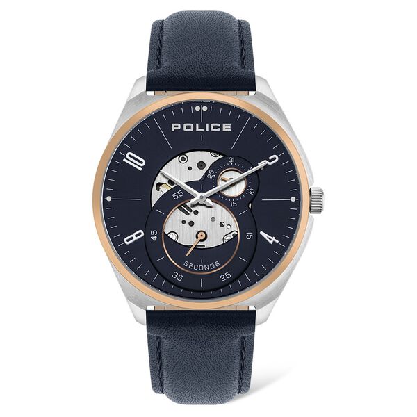 Police Mechanical Blue Dial leather Strap Watch for Men - image number 0