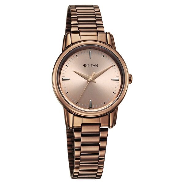 Titan Karishma Quartz Analog Brown Dial Brown Stainless Steel Strap Watch For Women - image number 2