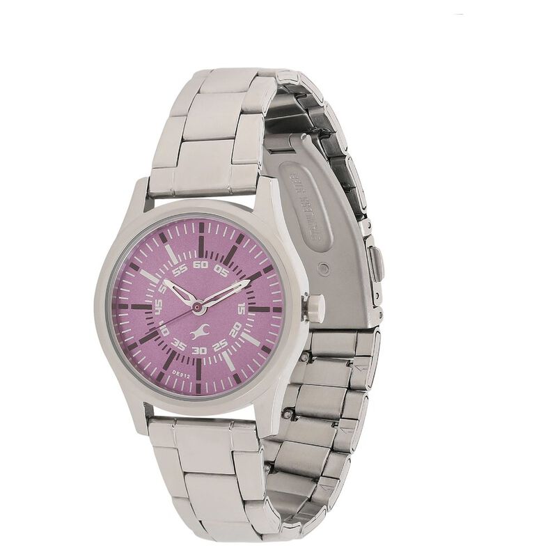 Fastrack Quartz Analog Purple Dial Metal Strap Watch for Girls - image number 1