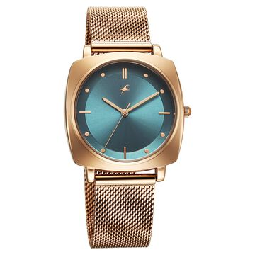Fastrack Stunners X Quartz Analog Green Dial Stainless Steel Strap Watch For Girls