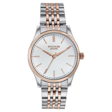 Sonata Poze Quartz Analog White Dial Two Toned Colour Stainless Steel Strap Watch For Men
