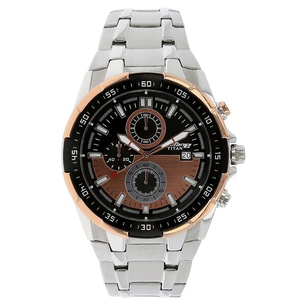 Titan Quartz Chronograph Black Dial Stainless Steel Strap Watch for Men - image number 0