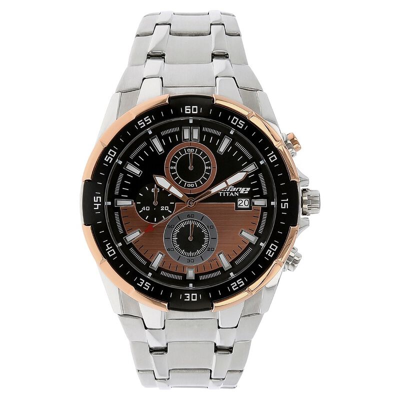 Buy Online Titan Quartz Chronograph Black Dial Stainless Steel Strap Watch  for Men - nr90044km04