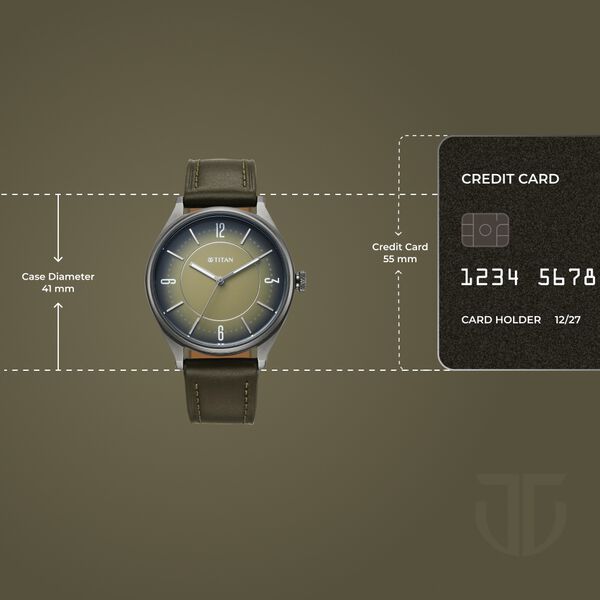 Titan Neo Basics Analog with Green Dial Green Leather Strap Watch for Men - image number 3