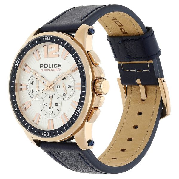 Police Quartz Chronograph Silver Dial Leather Strap Watch for Men - image number 2