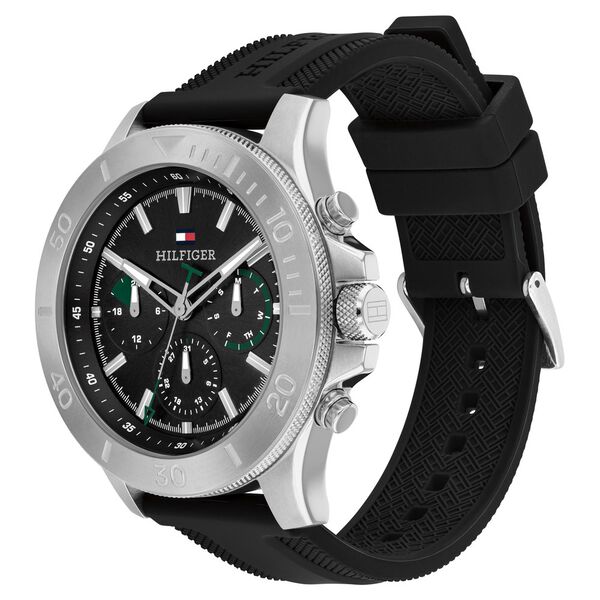 Tommy Hilfiger Quartz Multifunction Black Dial Black Silicone Strap Watch for Men - image number 1