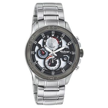Titan Quartz Chronograph White Dial Stainless Steel Strap Watch for Men
