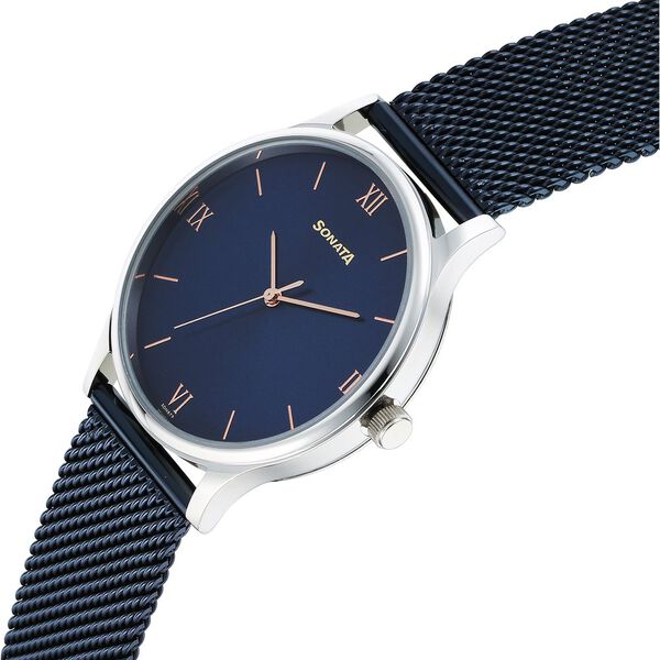 Sonata Blues Quartz Analog Blue Dial Metal Strap Watch for Men - image number 2