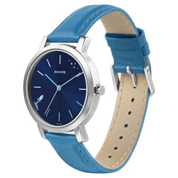 Sonata Play Blue Dial Women Watch With Leather Strap - image number 1