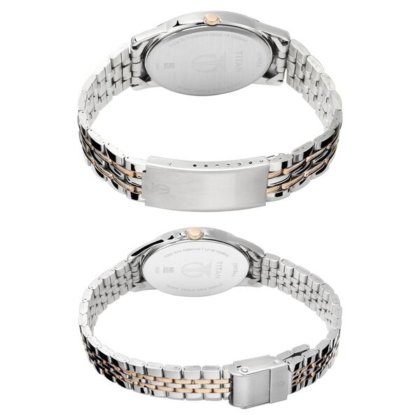 Titan Bandhan Quartz Analog with Day and Date Silver Dial Stainless Steel Strap Watch for Couple - image number 4