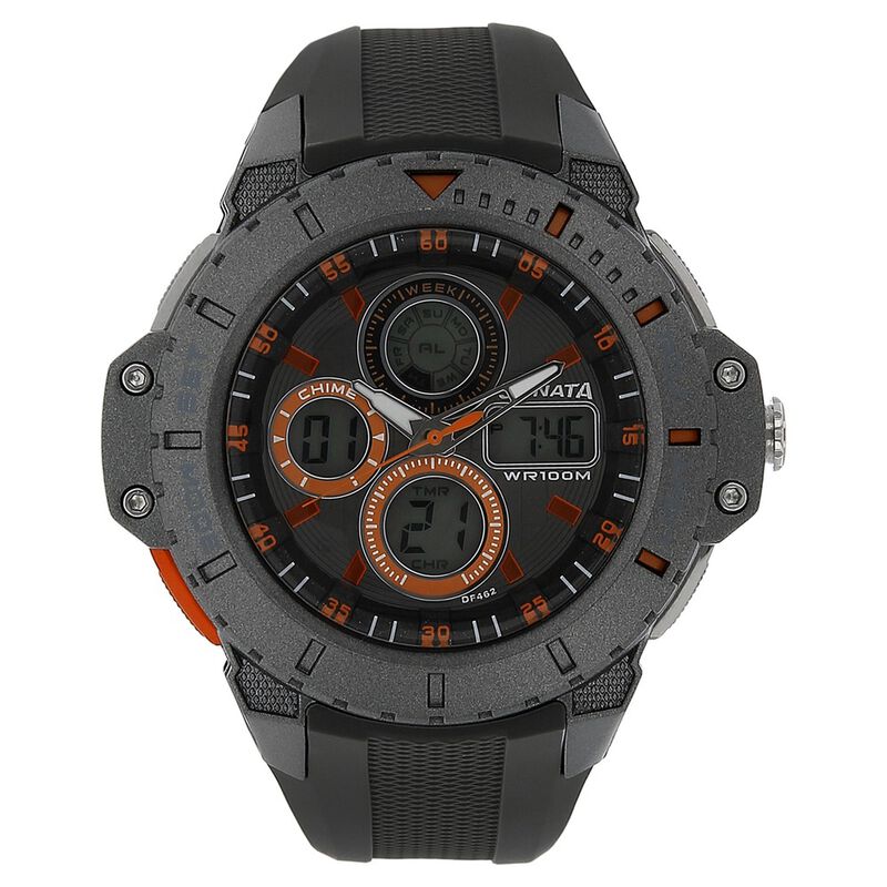 SF Quartz Analog Digital Grey Dial Plastic Strap Watch for Men