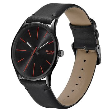 Poze by Sonata Quartz Analog Black Dial PU Leather Strap Watch for Men