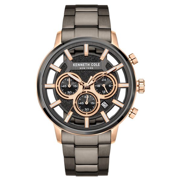 Kenneth Cole Quartz Chronograph Grey Dial Grey Stainless Steel Strap Watch For Men - image number 0
