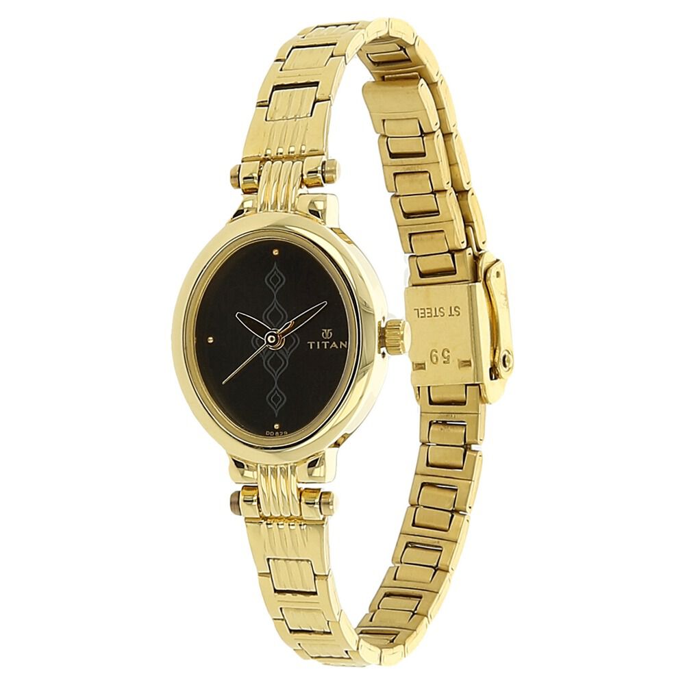 Buy Online Titan Quartz Analog Black Dial Stainless Steel Strap Watch for Women np2535ym02 Titan