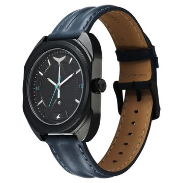 Fastrack Oceanyx Quartz Analog with Date Black Dial Blue Strap Watch For Guys
