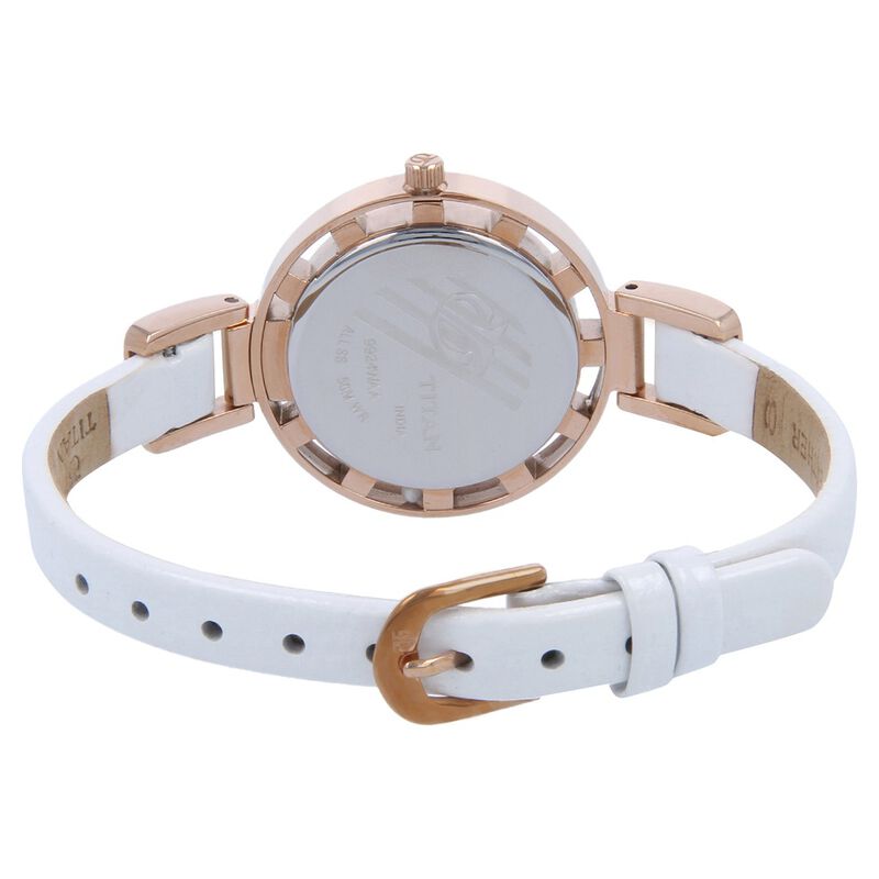 Titan Quartz Analog Silver Dial Leather Strap Watch for Women - image number 3