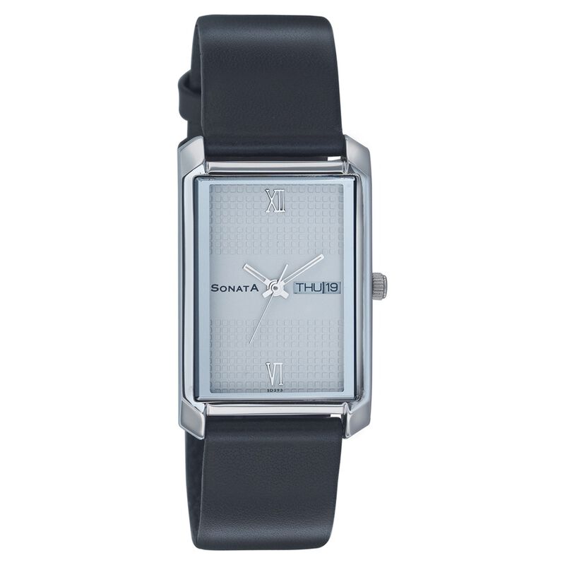Sonata Quartz Analog Silver Dial Strap Watch for Men