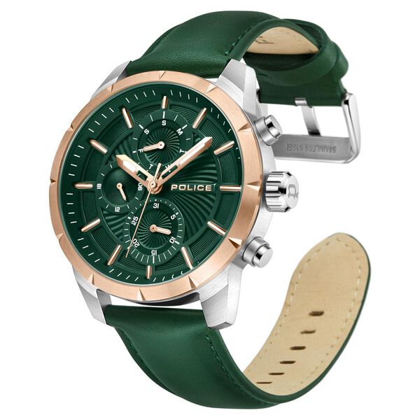 Police Quartz Multifunction Green Dial Leather Strap Watch for Men - image number 2