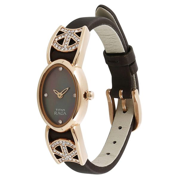 Titan Raga Brown Dial Analog Leather Strap watch for Women - image number 1