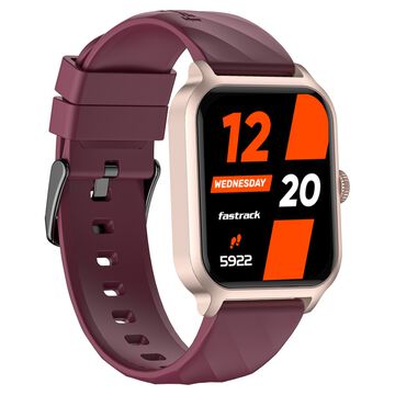 Fastrack Rave FX2 with 4.64 cm UltraVU HD Display, SingleSync BT Calling, Functional Crown with Wine Red Strap