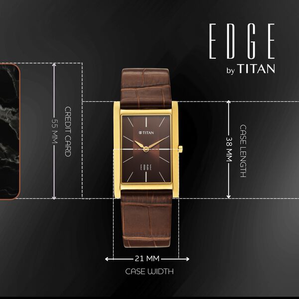 Titan Edge Monture Quartz Analog Brown Dial Brown Leather Strap Watch For Men - image number 3