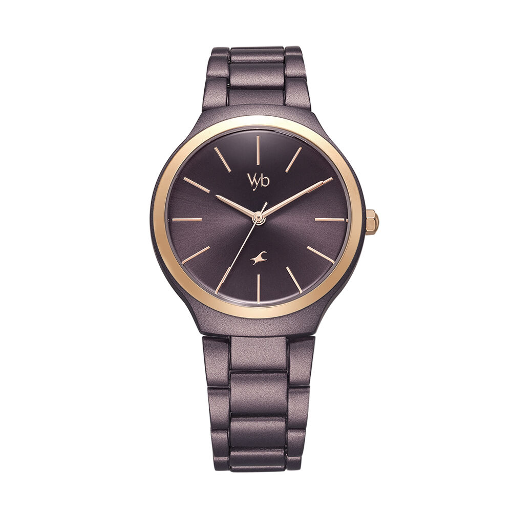 Fastrack Vyb Slayer Quartz Analog Maroon Dial Metal Strap Watch for Girls-image-19
