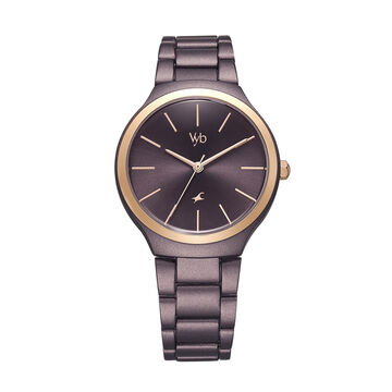 Fastrack Vyb Slayer Quartz Analog Maroon Dial Metal Strap Watch for Girls
