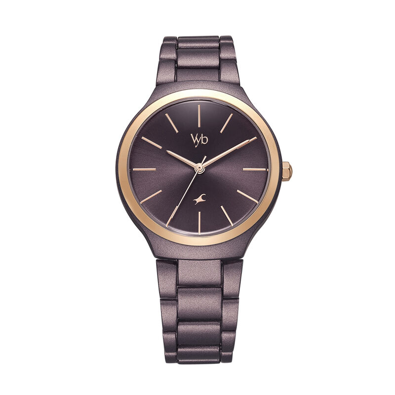 Fastrack Vyb Slayer Quartz Analog Maroon Dial Metal Strap Watch for Girls