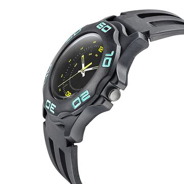 SF Quartz Analog Black Dial PU Strap Watch for Men