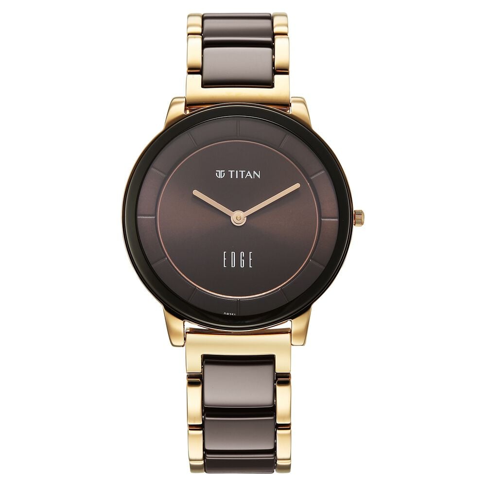 Titan Edge Melange Quartz Analog Brown Dial Rose Gold Steel & Ceramic Strap Watch For Women-image-42