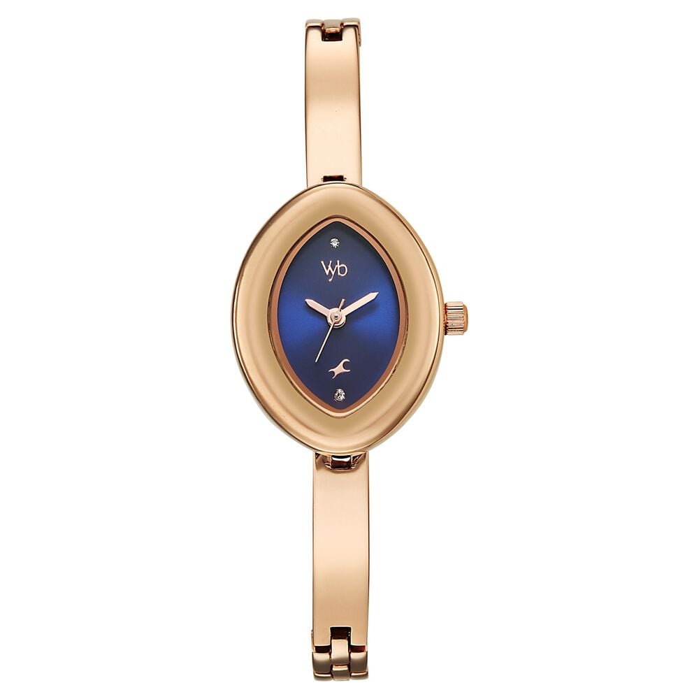 Vyb Luna By Fastrack Quartz Analog Blue Dial Rose Gold Metal Strap Watch For Girls-image-49