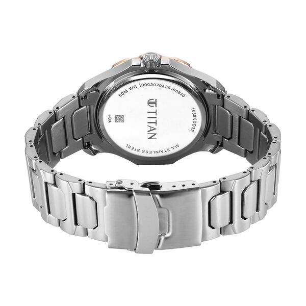 Titan Regalia Opulent Two-Eye Multifunction Burgundy Panda Dial Stainless Steel Strap Watch For Men - image number 4