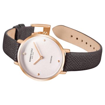 Kenneth Cole Quartz Analog Silver Dial Leather Strap Watch for Women