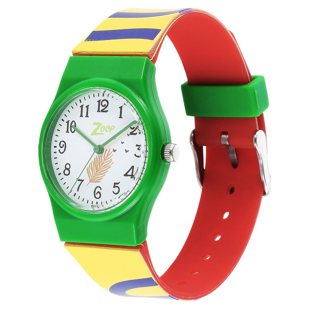 Buy Online Zoop Analog Watch with White Dial & Multicoloured Strap