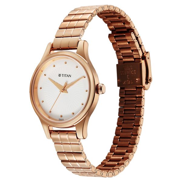 Titan Karishma Quartz Analog Off White Dial Rose Gold Stainless Steel Strap Watch For Women - image number 2