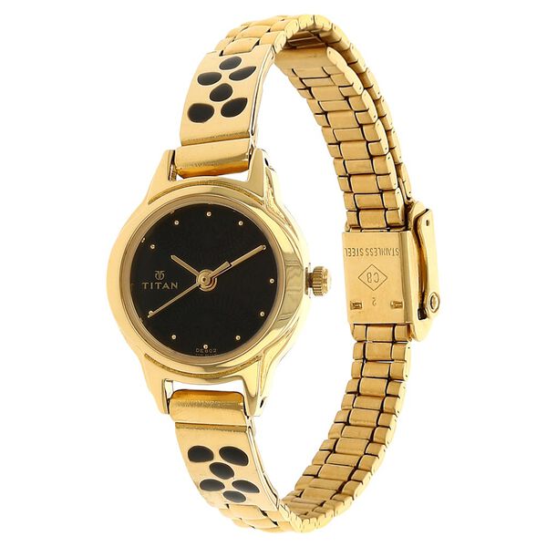 Titan Quartz Analog Black Dial Stainless Steel Strap Watch for Women - image number 1