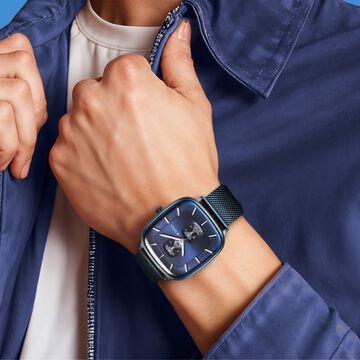 Titan Avant Garde Blue Dial Quartz Multifunction Stainless Steel Strap Watch for Men