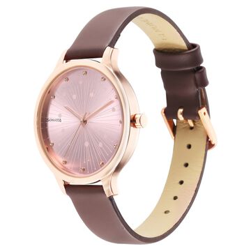 Sonata Blush Quartz Analog Pink dial Leather Strap Watch for Women